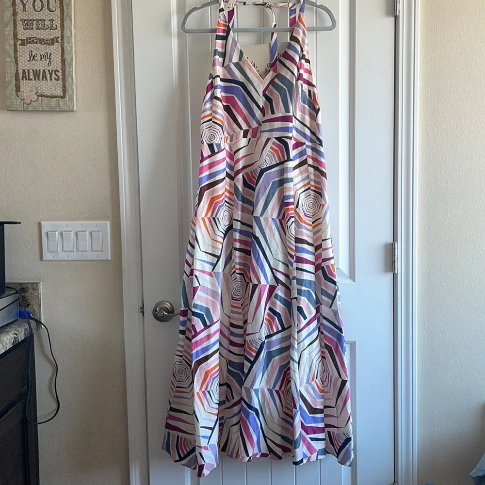 Kate Spade ♠️ maxi dress size 10 adjustable neck & multi colored in euc - Picture 1 of 8